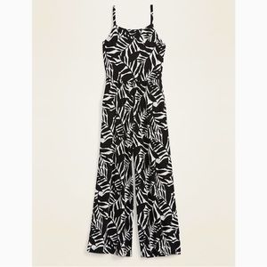 Jumpsuit Black n Cream Botanical Print Knit Romper